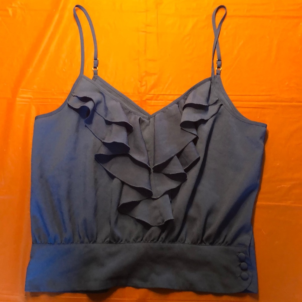 4/$20 - Blue ruffle tank top